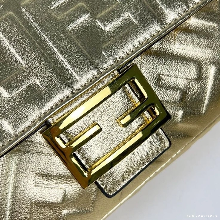 Cheap HOT Medium Motif Nappa Gold Fendi Baguette FF Leather In Bag 0808